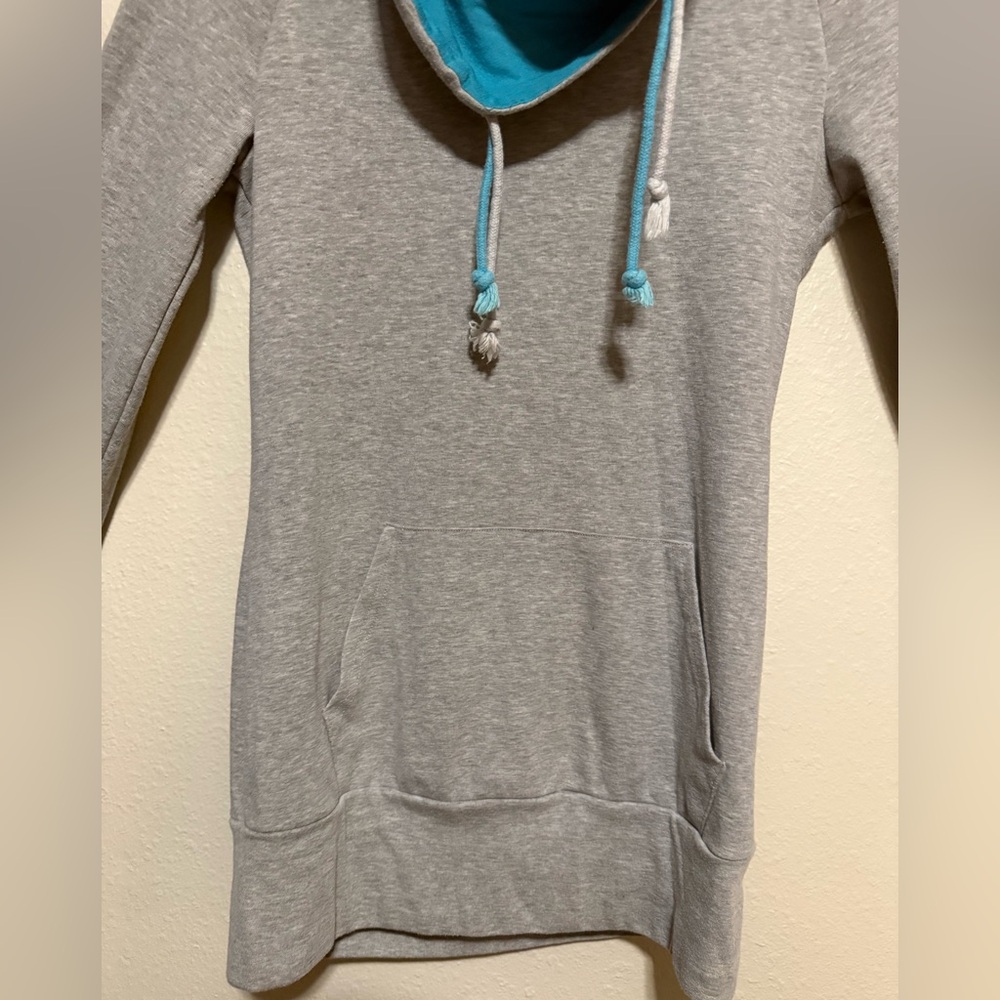 Patty Boutik Cowl Neck Hoodie Gray Blue Pullover Sweatshirt L - Picture 6 of 6